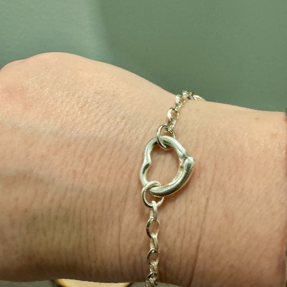 Vintage Italian 3 Hearts Chain Link Sterling Silver Bracelet Marked 925 - Picture 4 of 7